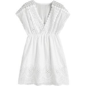 V neck Laser Cut Dress